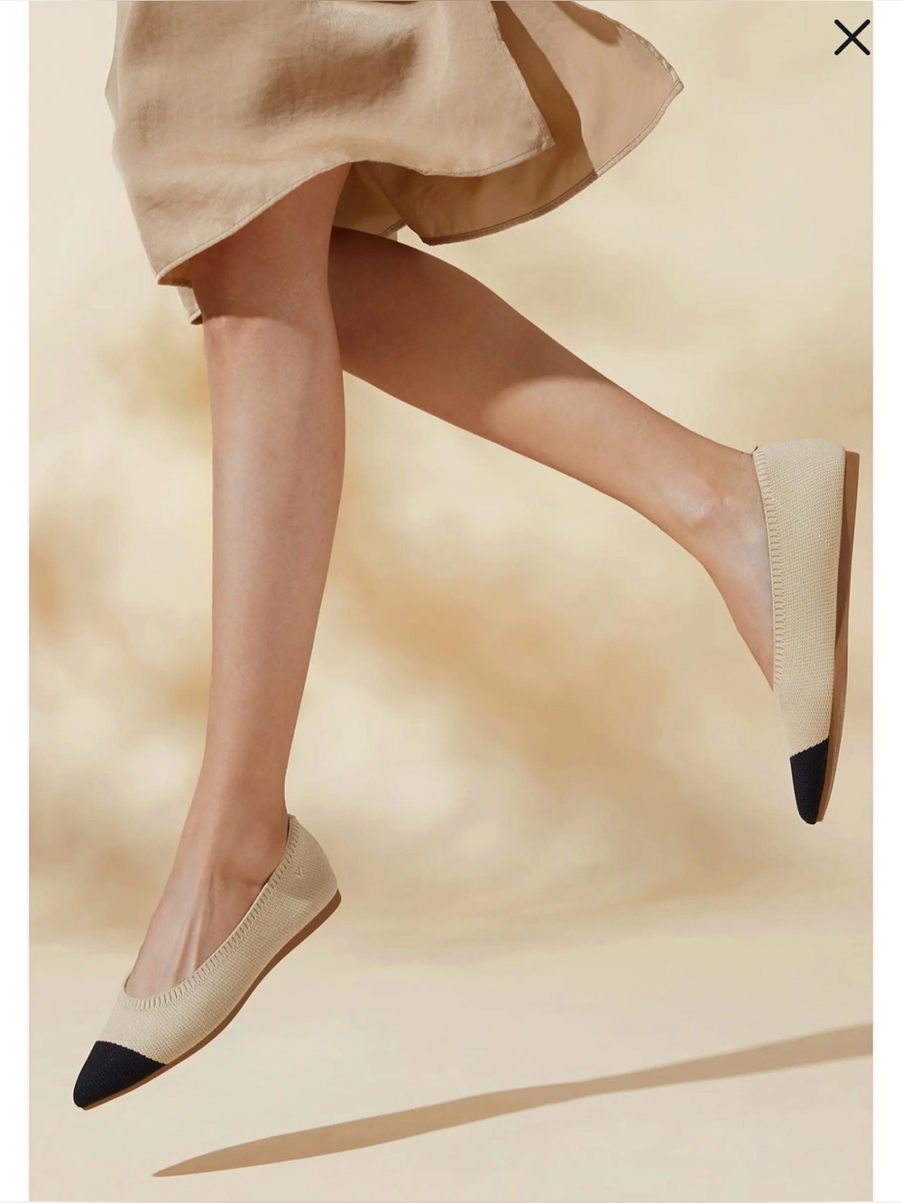 Vivaia Aria 5 Almond/Black Pointed Toe Ballet Flats Size 42 - Picture 5 of 16